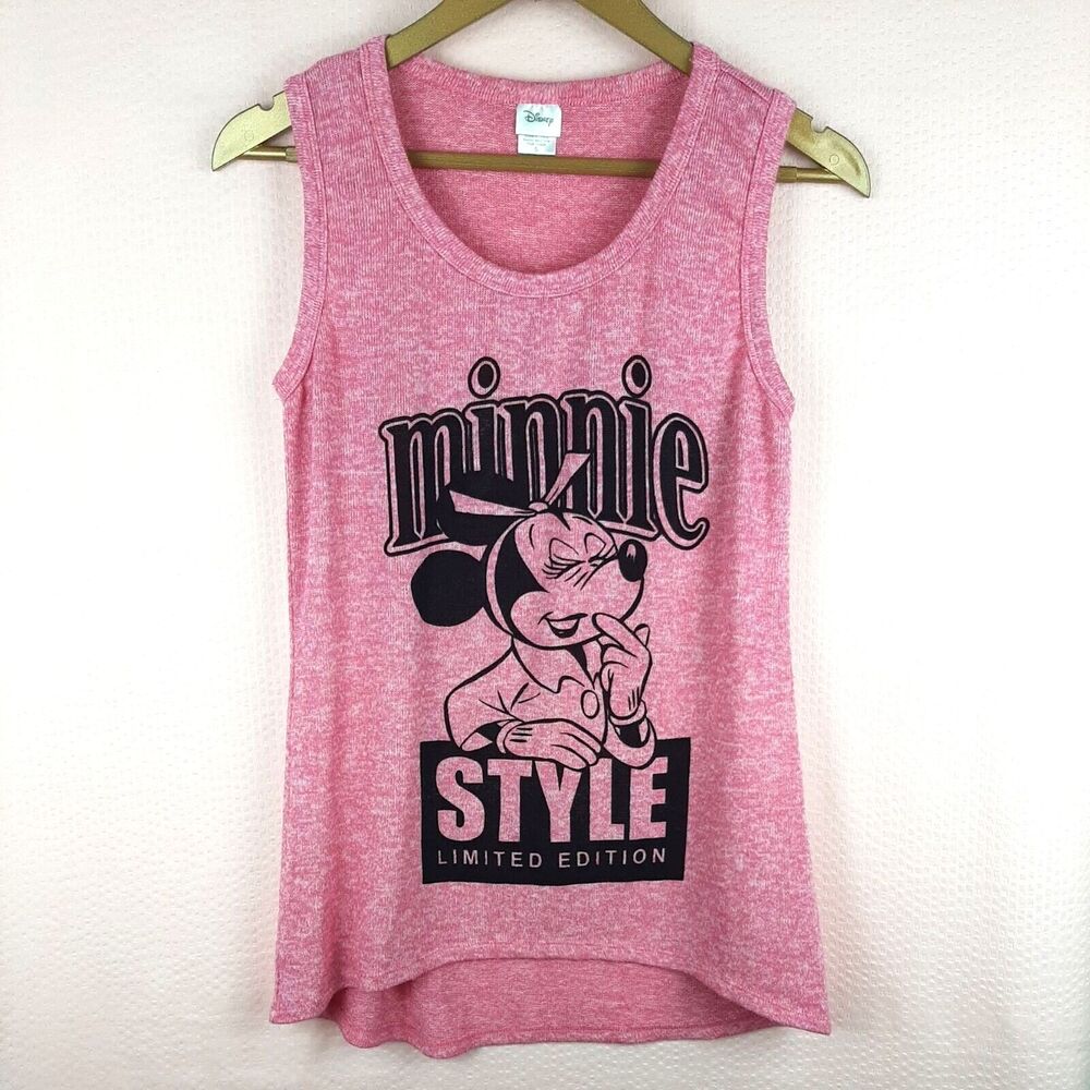 Disney Women Minnie Mouse Pink Knit Stretch Sleeveless Tank Top Limited Size S